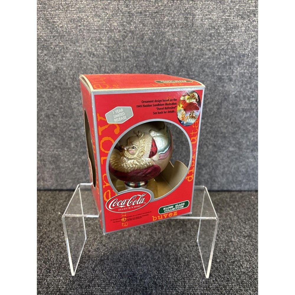 Coca-Cola~Blown Glass Christmas Ornament~Travel Refreshed~4"